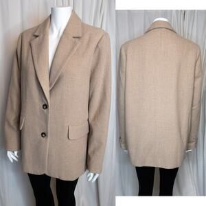 SISTERHOOD Tan Cream Oversized Boyfriend Wool Blazer  US MEDIUM